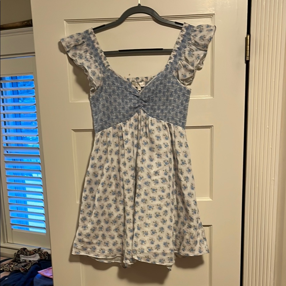 LoveShackFancg Floral Blue and White Mini Dress